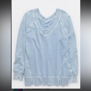 aerie Heather Light Blue Pullover Sweatshirt